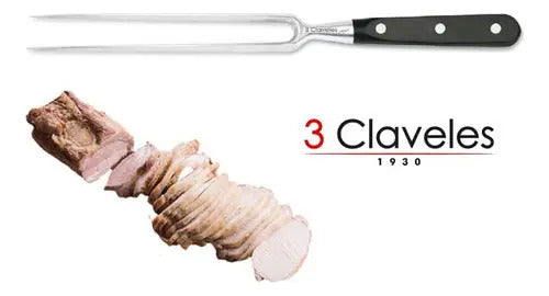 Tenedor Trinchar 3 Claveles Forge Acero Inoxidable Mango Pom Negro 16cm