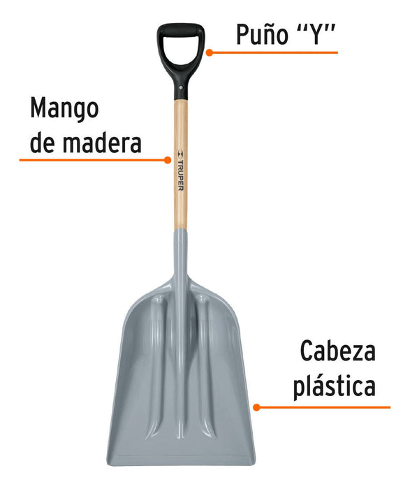 Pala Sanitaria Plástica Extra Ancha Uso Pesado Rudo 117 Cm Color Gris
