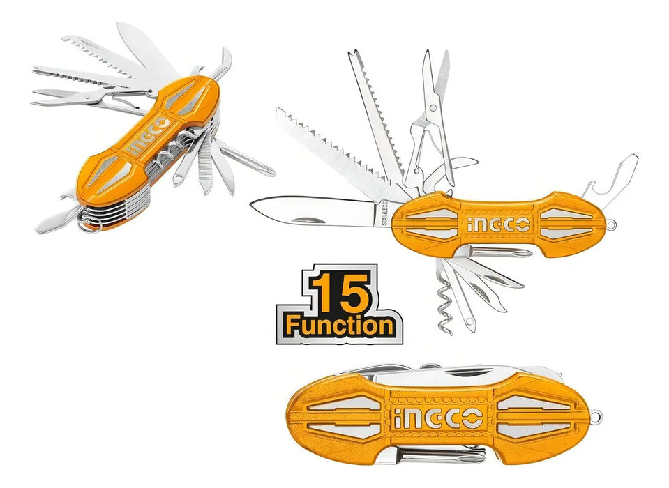 Navaja Cortapluma Multiherramienta Ingco 15 Funciones Naranja