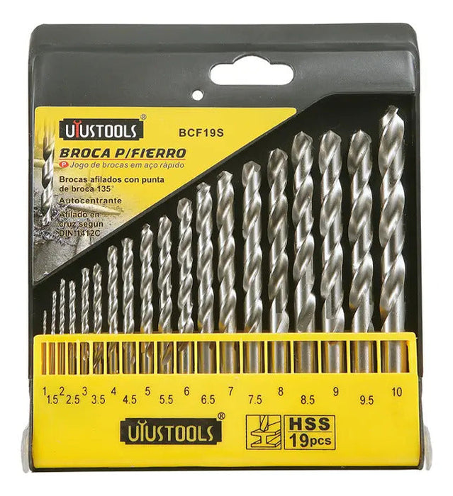 Set 19 Brocas Metal HSS 1-10mm