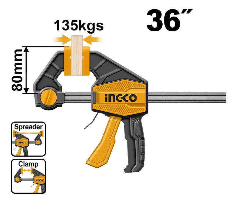 Prensa Sargento Rápida Industrial 80x900mm Ingco