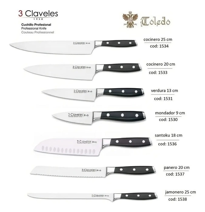 Cuchillo Cocina 25 Cm Forjado Toledo 3 Claveles