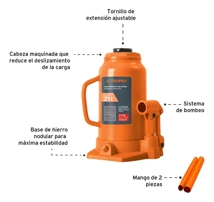 Gato Hidráulico de Botella 20 Toneladas Truper Para Prensa
