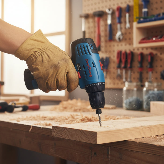Atornillador + Ator Impacto Inalambricos Set Dong Cheng Azul 12v