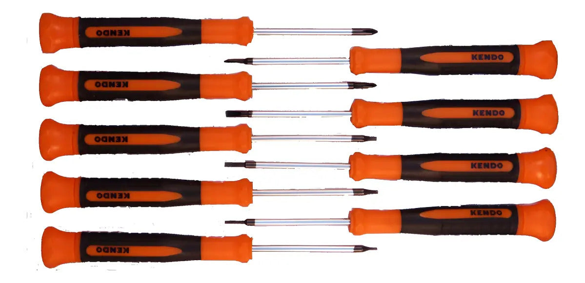 Juego Atornilladores de Precisión Kendo 9 Piezas Cruz Paleta Torx