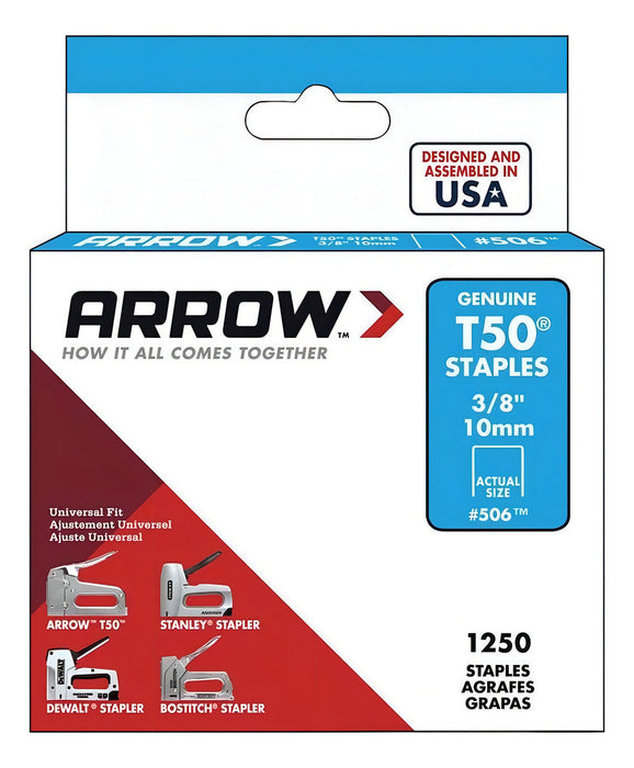 Grapas Para Grapadora Industrial Arrow 506 3/8 - 10mm X 1250 Unidades