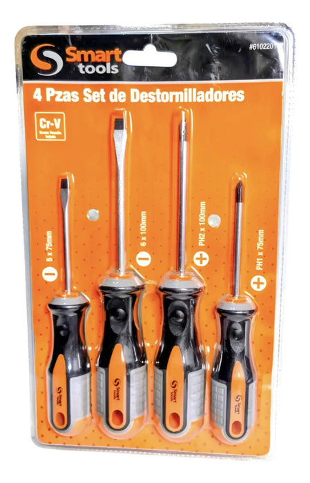 Jgo. Destornilladores Ph/pl 4 Pzs. M/ergonomico