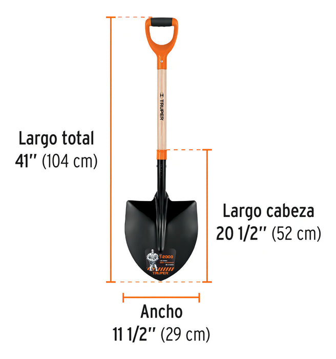 Pala T-2000 Redonda Tipo Español Puño Y