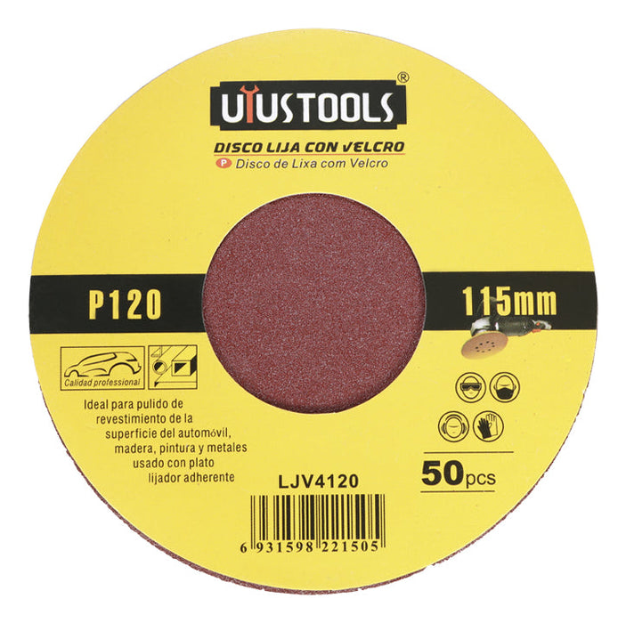 Set 50 Un Disco Lija Con Velcro 4 1/2 #120