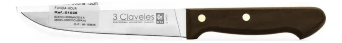 Cuchillo Tres Claveles 1039 Inox Mgo Mad 18cm Cocina