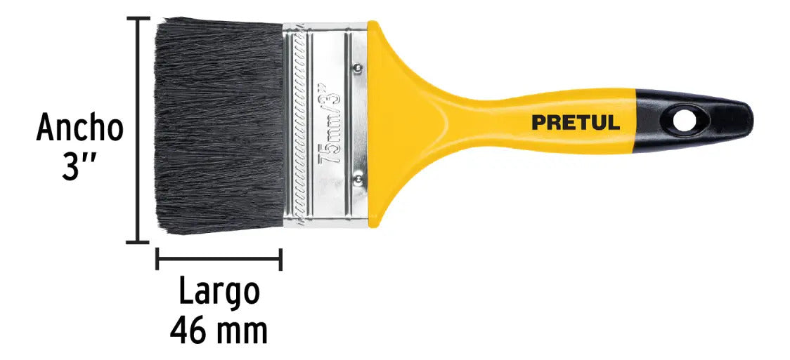 Brocha Pintura 3 Pulgada Pretul Todo Uso Negro