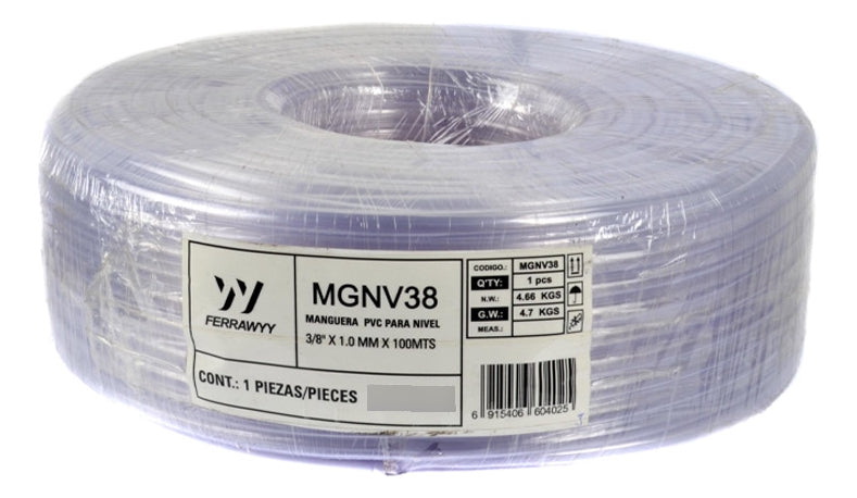 Manguera PVC Para Nivel 3/8'' X 1.0mm X 100mts
