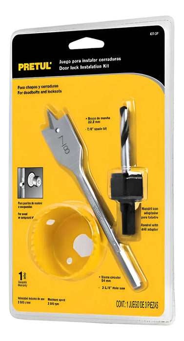 Juego Para Instalar Cerraduras 3 Pieza Kit-3p Pretul