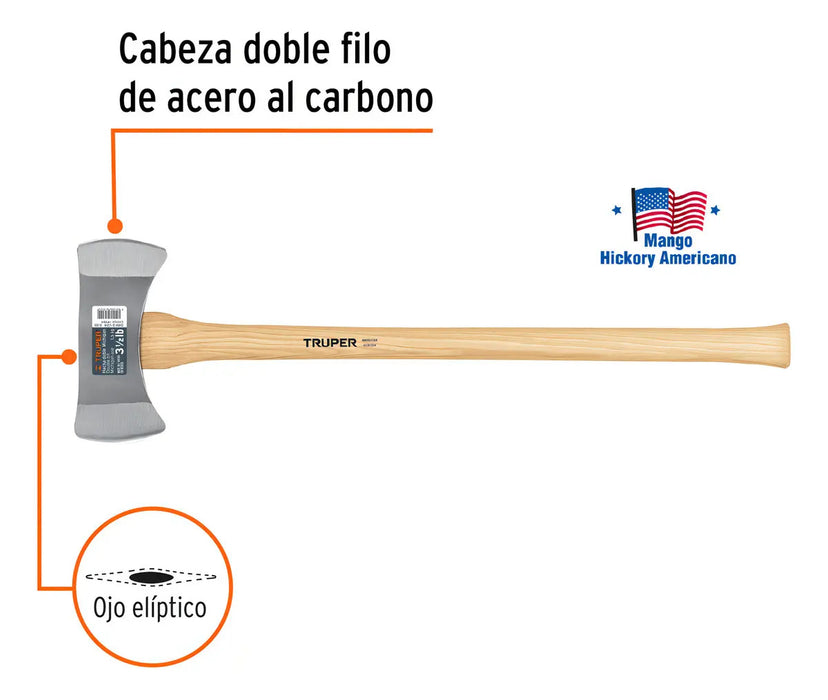 Hacha Doble Filo 3-1/2 Lb Michigan Mango Madera Truper