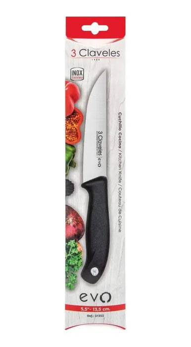 Cuchillo De Cocina 3 Claveles Evolución Acero Inoxidable 13.5cm Negro
