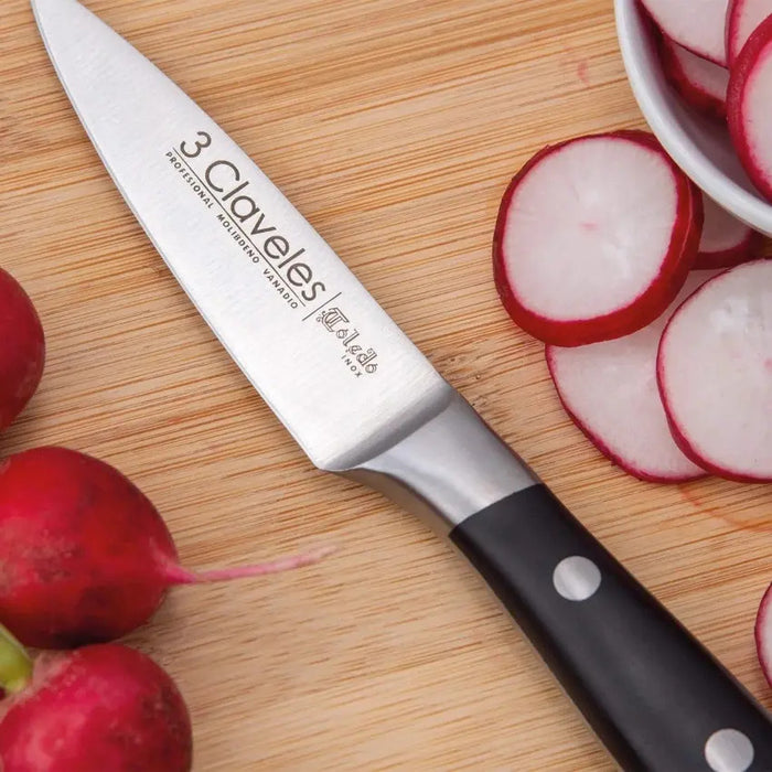 Cuchillo Verduras 3 Claveles Acero Inoxidable Forjado 9cm Negro