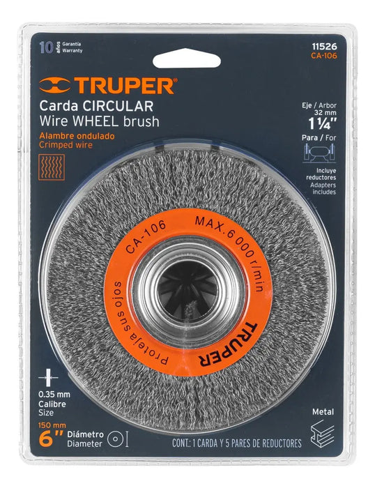 Cepillo Alambre Acero Amoladora Banco 6'' Truper