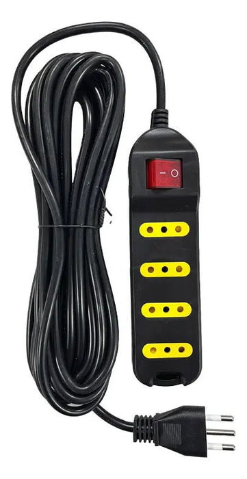 Alargador con interruptor 4 Posiciones 5 Metros Negro