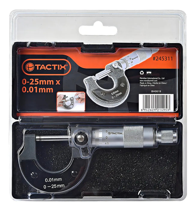 Micrómetro Externo Tactix Máxima Longitud Medida 25 Mm