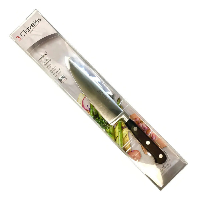 Cuchillo Cocinero Forjado 15cm 3 Claveles Acero Inoxidable Mango Pom