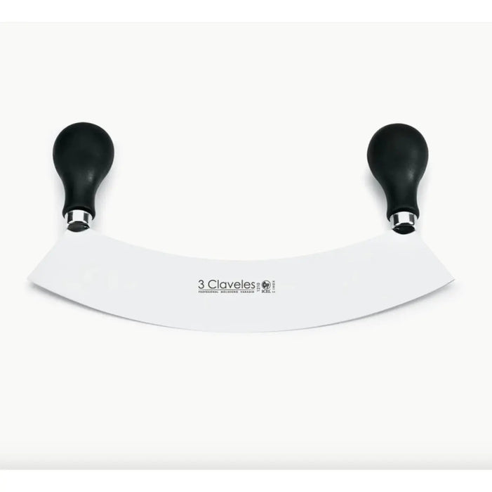 Cuchillo Media Luna 3 Claveles Acero Inoxidable 22cm Mango Negro