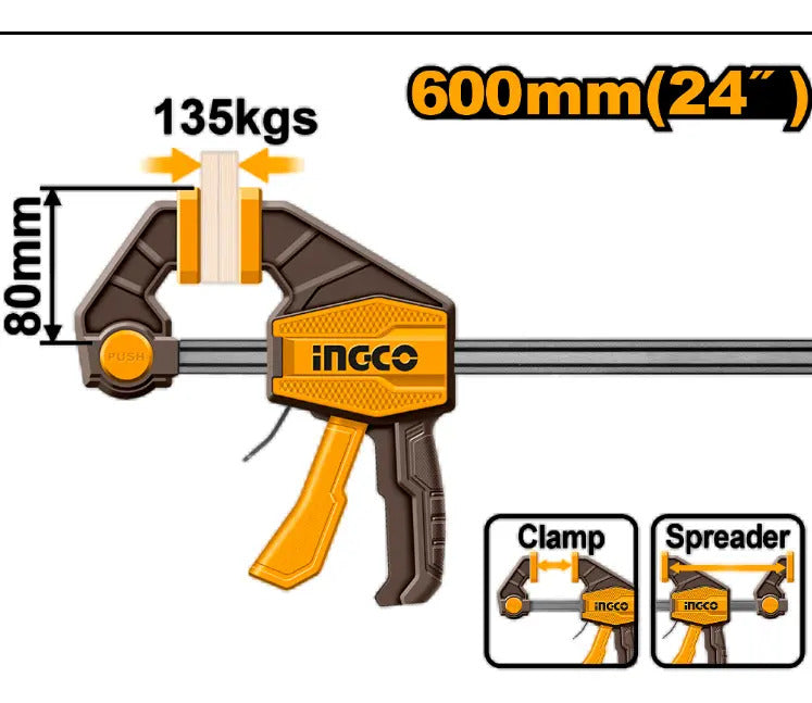 Prensa Sargento Rápida Industrial 80x450mm Ingco