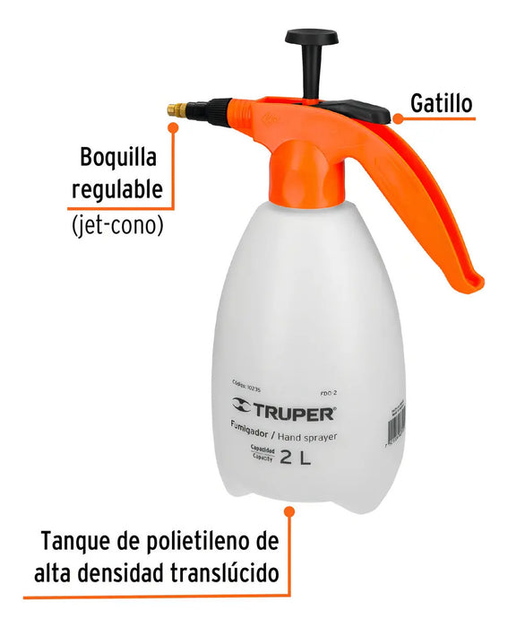 Truper Fumigador Aspersor Manual FDO-2 2 Litros Blanco