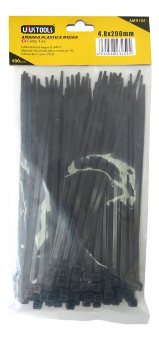 Amarra Plástica Negra 4.8 x 200mm 100un