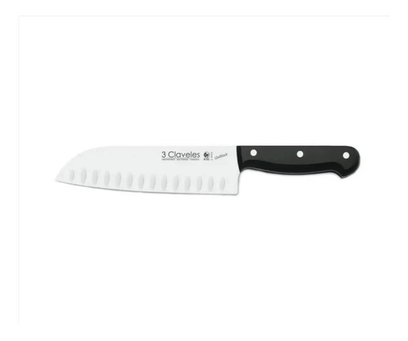 Cuchillo Tres Claveles Santoku Inox Unibl 18 Cms