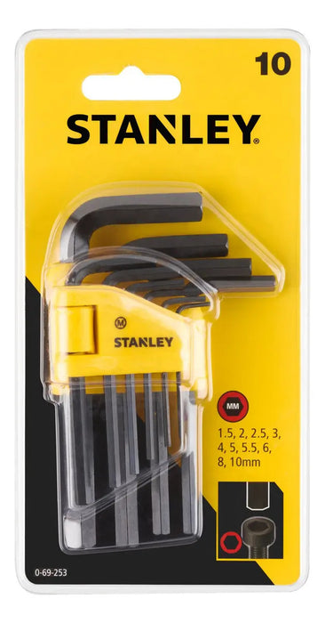 Set de 10 Llaves Allen Hexagonales Stanley