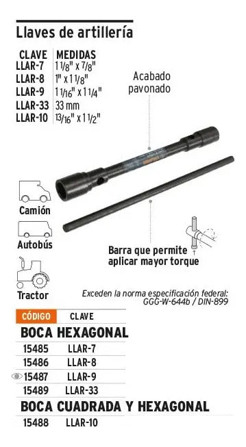 Llave Cruz Truper Camion Omnibus Llar-8 De 1 X 1 1/8