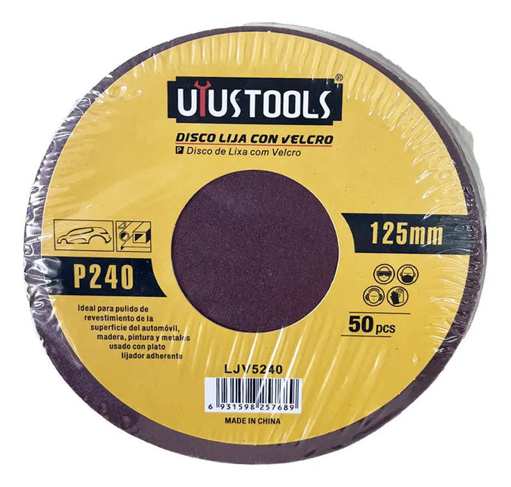 Set 50 Un Disco Lija Con Velcro 5" #240