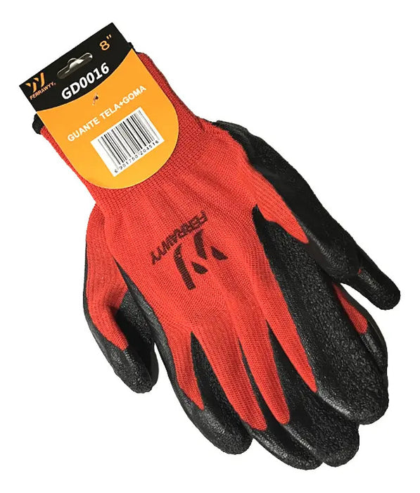 Guante Tela/Goma 8'' Rojo