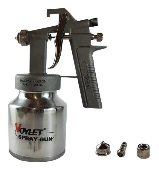 Pistola Para Pintar Baja Presión Voylet MZ-472 600ml Succión Esmaltes