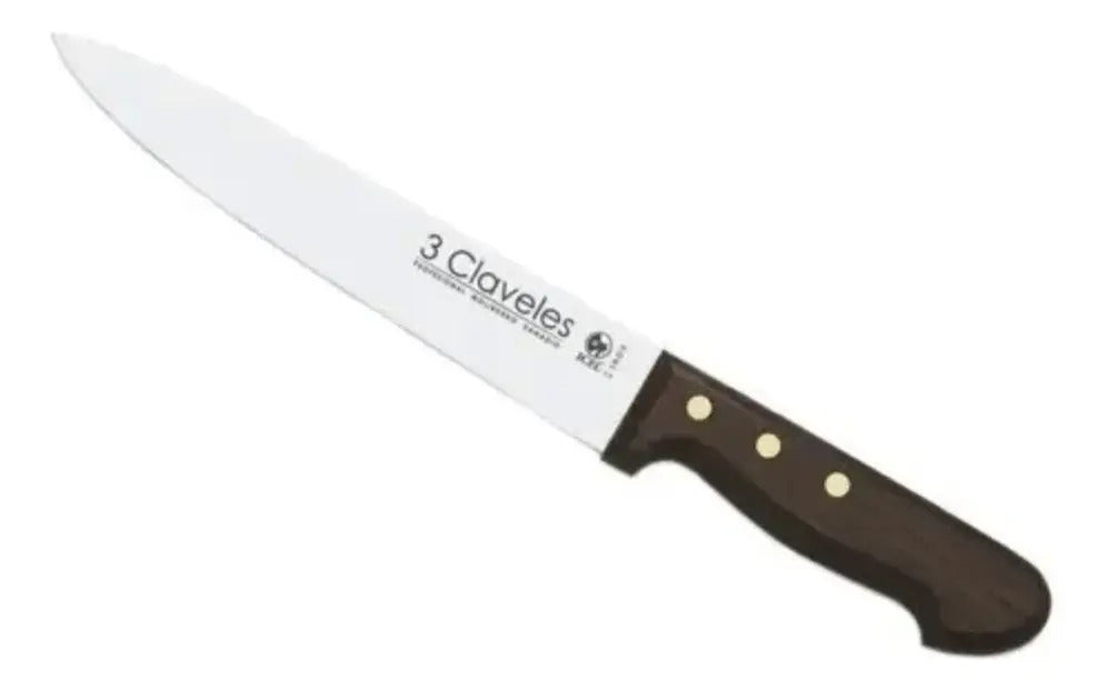 Cuchillo Cocinero Tres Claveles #1056 Inox Mgo Mad 18cms
