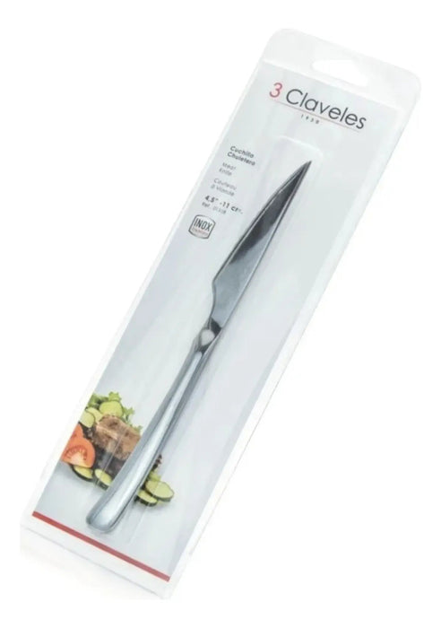 Cuchillo Tres Claveles Inox Dentado Chuletero 11 Cm