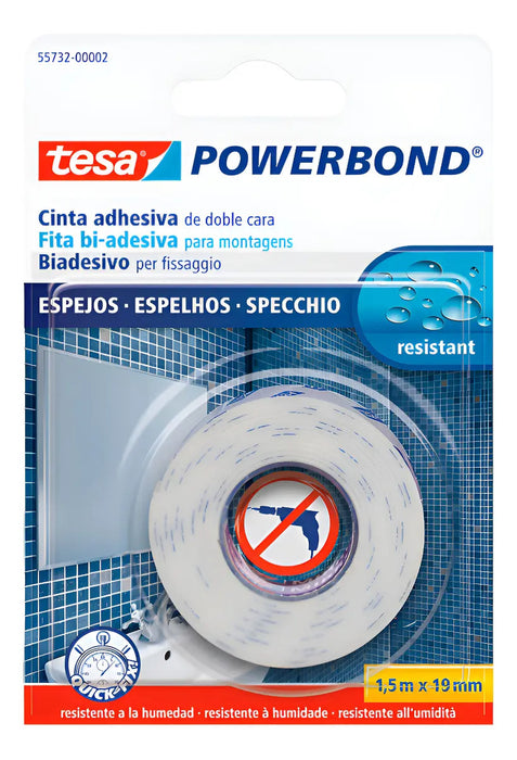 Cinta Doble Faz Espejos 19mm X 1.5 Mts Tesa