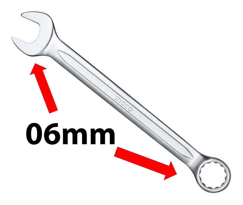 Llave de Extremo Combinada Ingco de Acero Inoxidable de 0.6 Mm Cromado