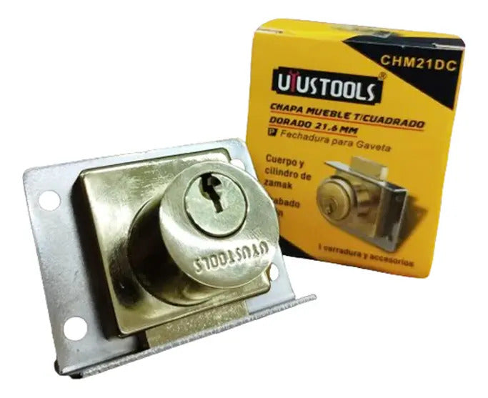 Chapa Mueble Dorado T/cuadrado 21.6mm