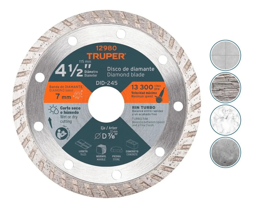 Disco de Diamante Rin Turbo 4-1/2'' Truper