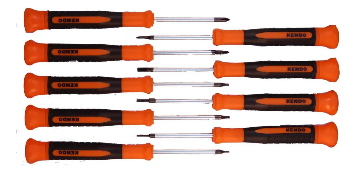 Juego Atornilladores de Precisión Kendo 9 Piezas Cruz Paleta Torx