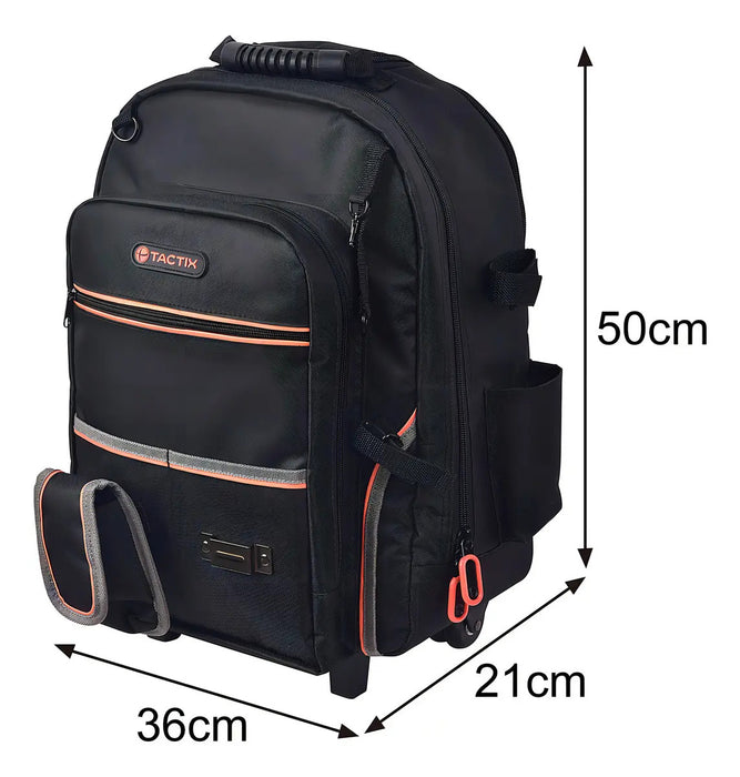 Mochila Porta Herramientas Tactix con Ruedas 18 Bolsillos
