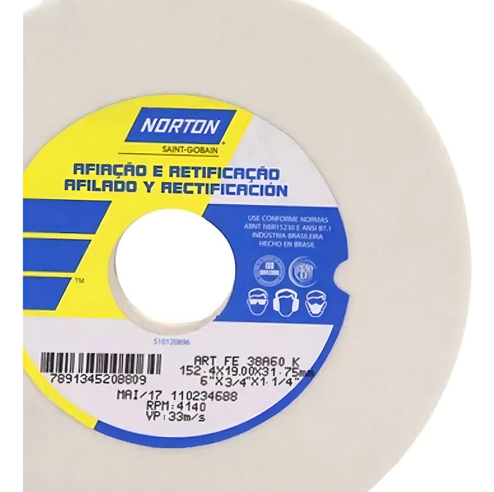 Muela Abrasiva Blanca Norton De 6 X 3/4 X 1.1/4