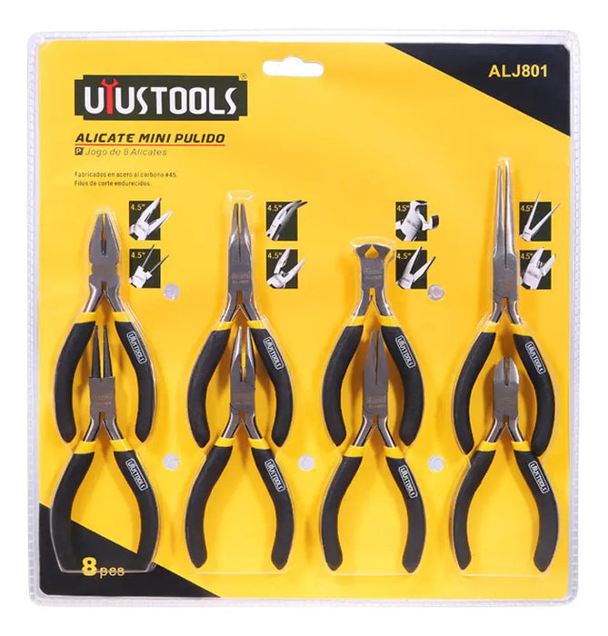 Set 8 Pcs Alicate Mini 4.5'' Pulido