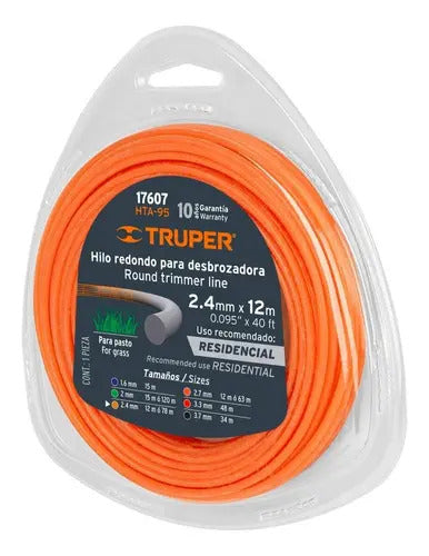 Nylon Para Orilladora 2,40 Mm X 12 Mts. Truper