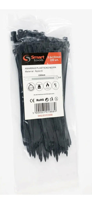 Amarras Plásticas Negras 3.6x150mm
