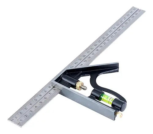 Escuadra Combinada Carpintero Acero 30cm Regla Nivel Tactix