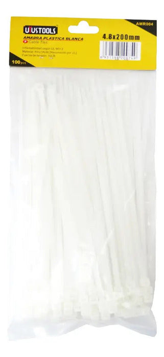 Amarra Plástica Blanca 4.8 X 200 Mm