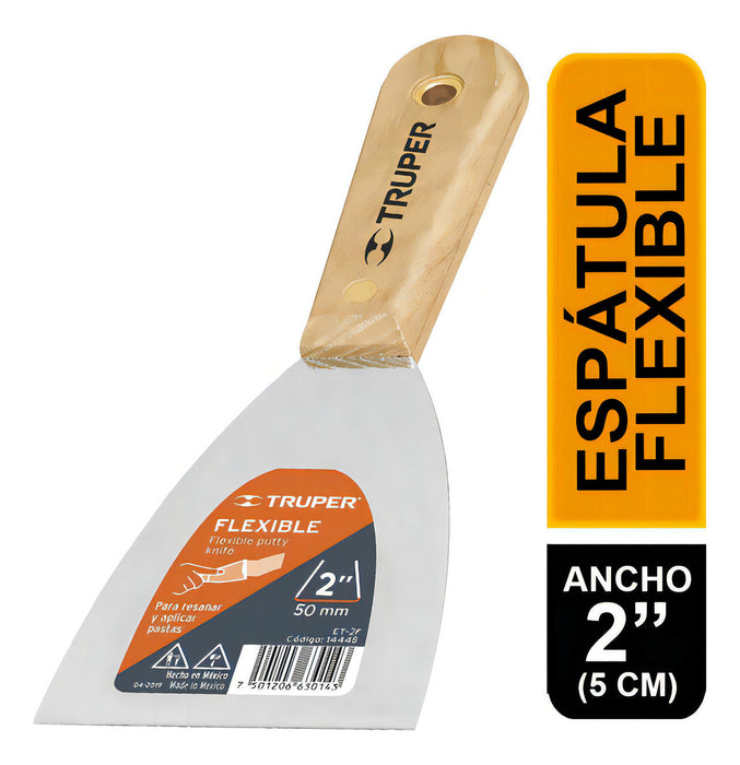 Espátula Acero Flexible Mgo. Madera 2'' Truper