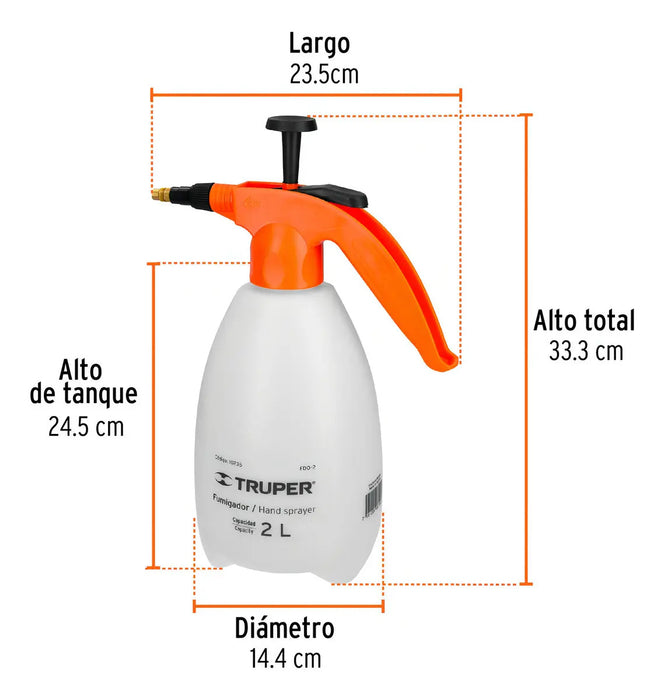 Truper Fumigador Aspersor Manual FDO-2 2 Litros Blanco